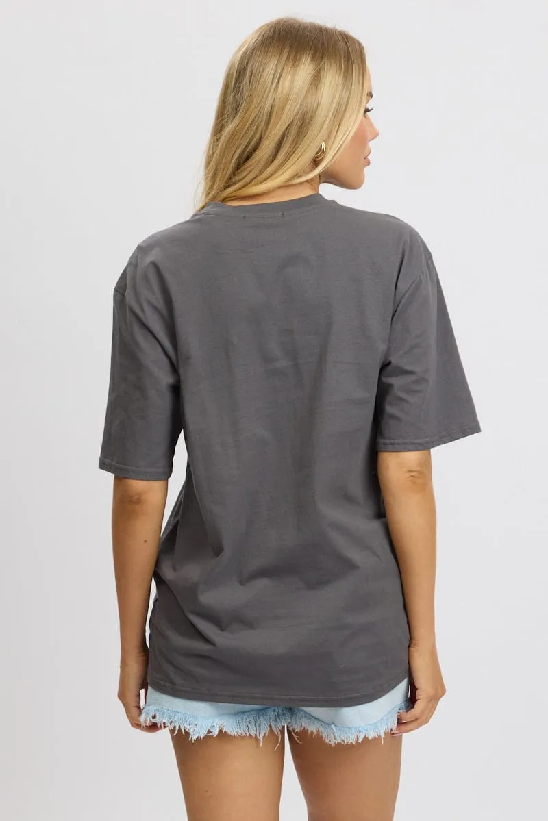 Grey Graphic Tee Short Sleeve sold by Ally Fashion product image thumbnail 5