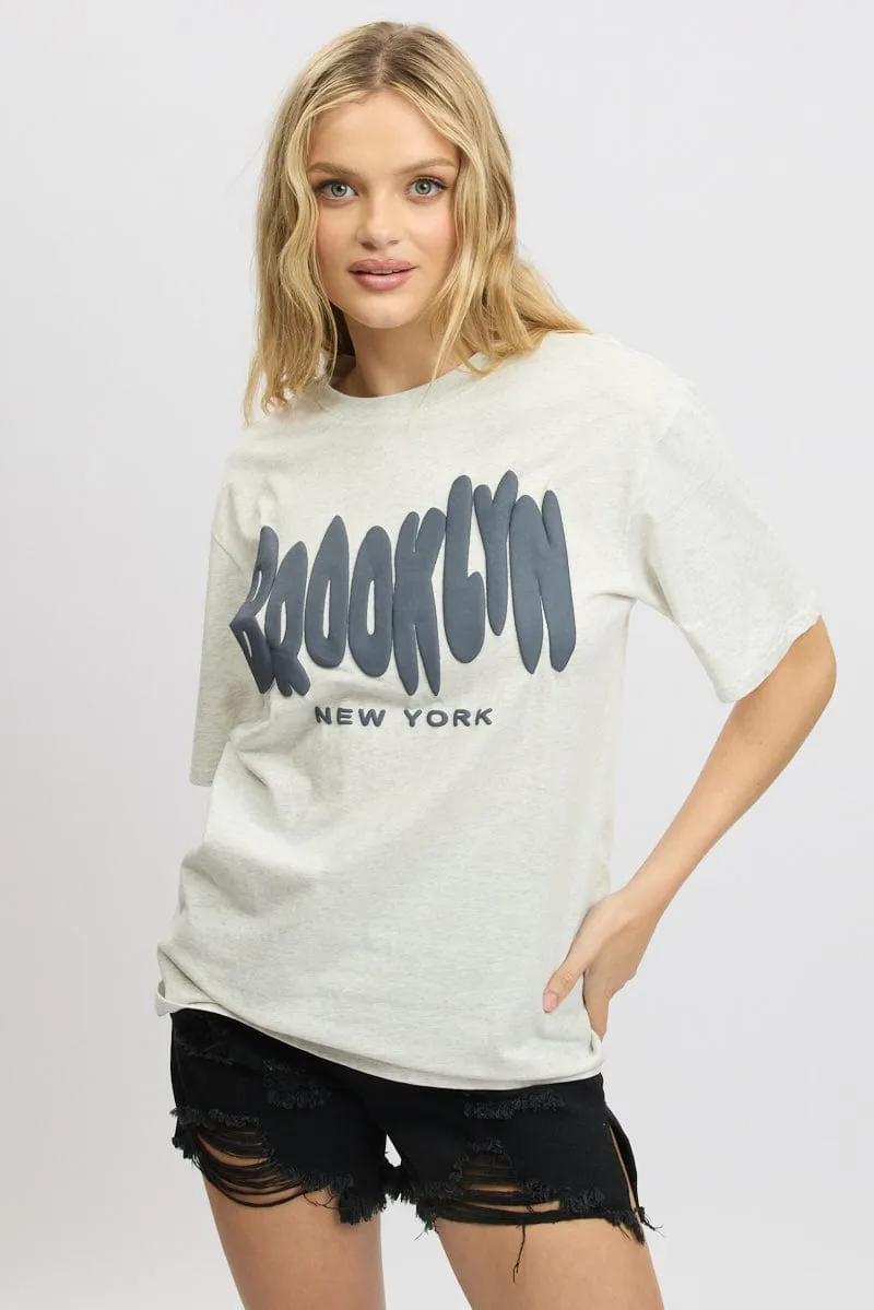 Grey Graphic Tee Short Sleeve sold by Ally Fashion product image thumbnail 3