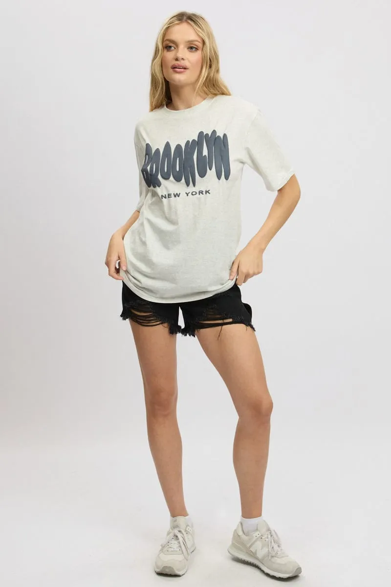 Grey Graphic Tee Short Sleeve sold by Ally Fashion