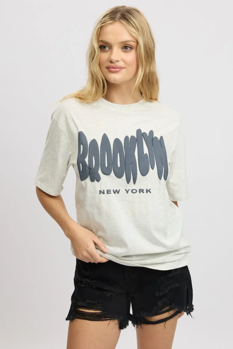 Grey Graphic Tee Short Sleeve sold by Ally Fashion product image thumbnail 2