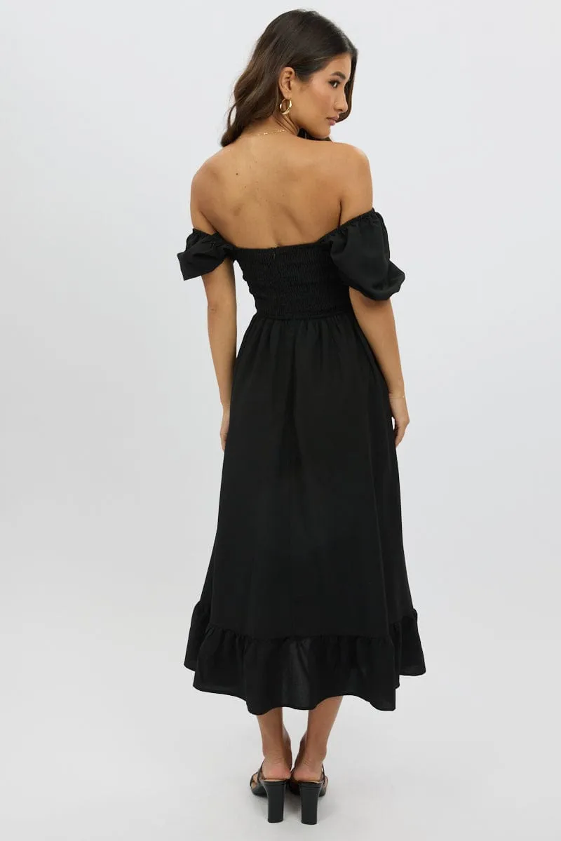 Black Midi Dress Short Sleeve Ruched Bust sold by Ally Fashion product image thumbnail 5