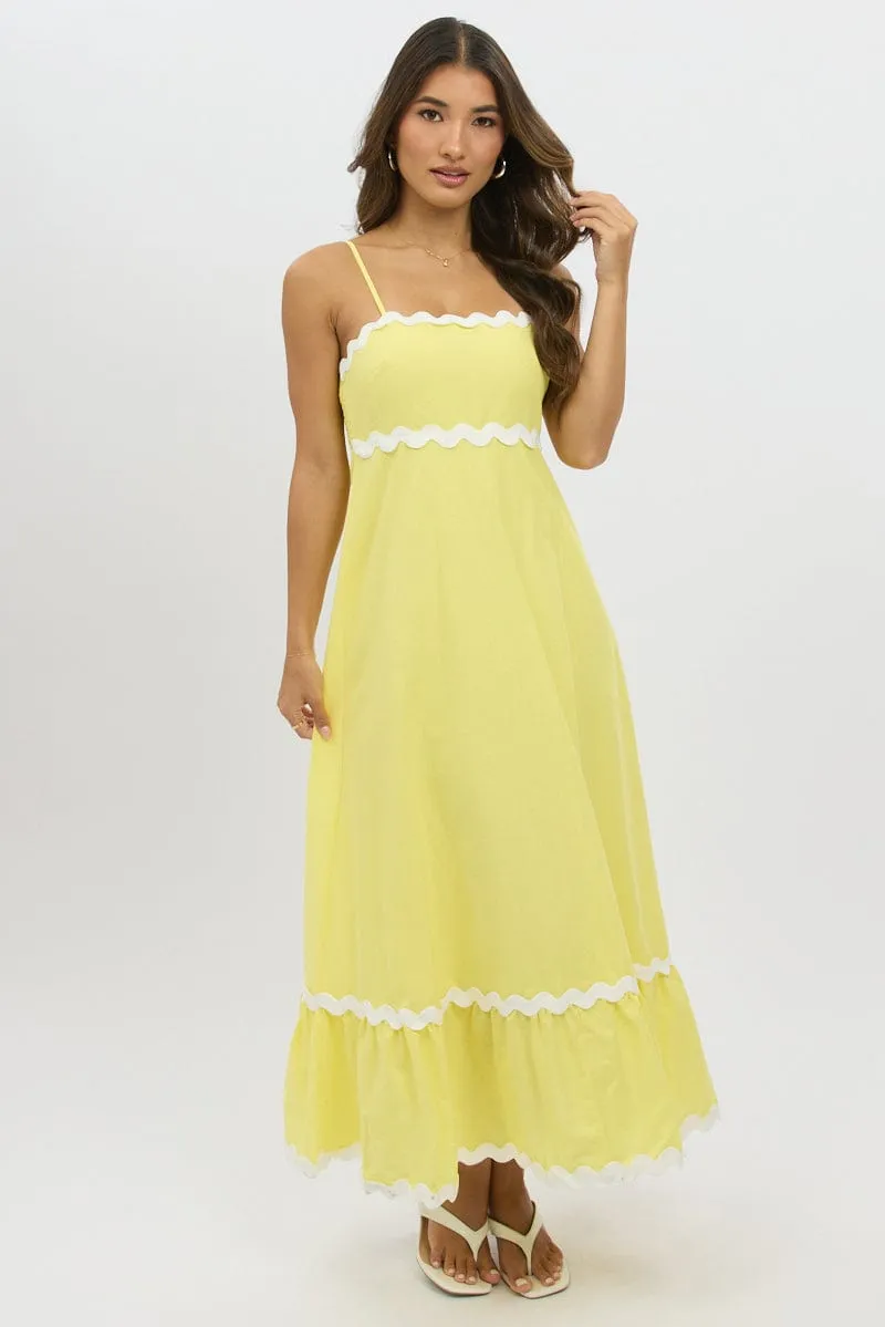 Yellow Maxi Dress Strappy Ric Rac sold by Ally Fashion