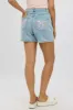 Denim Relaxed Shorts Mid Rise Bow Tie sold by Ally Fashion