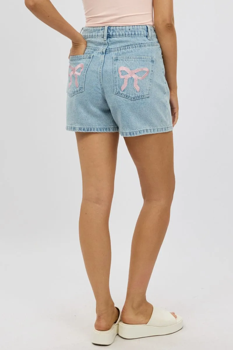 Denim Relaxed Shorts Mid Rise Bow Tie sold by Ally Fashion product image thumbnail 5