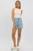 Denim Relaxed Shorts Mid Rise Bow Tie sold by Ally Fashion