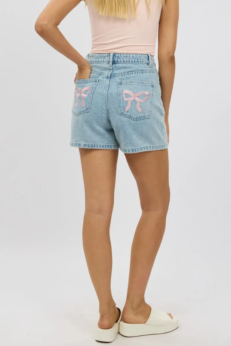 Denim Relaxed Shorts Mid Rise Bow Tie sold by Ally Fashion product image thumbnail 2