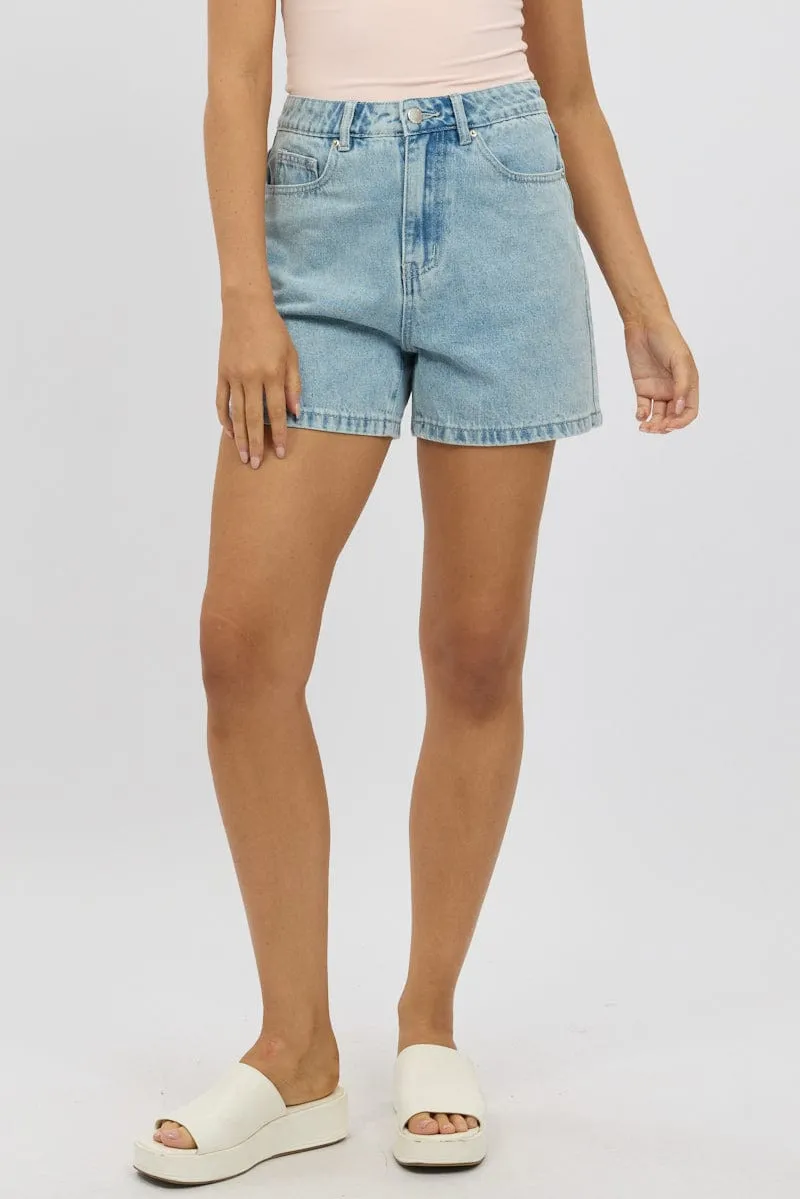 Denim Relaxed Shorts Mid Rise Bow Tie sold by Ally Fashion
