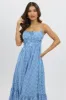 Blue Check Midi Dress Tiered Strappy sold by Ally Fashion