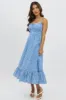 Blue Check Midi Dress Tiered Strappy sold by Ally Fashion