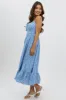 Blue Check Midi Dress Tiered Strappy sold by Ally Fashion