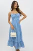 Blue Check Midi Dress Tiered Strappy sold by Ally Fashion