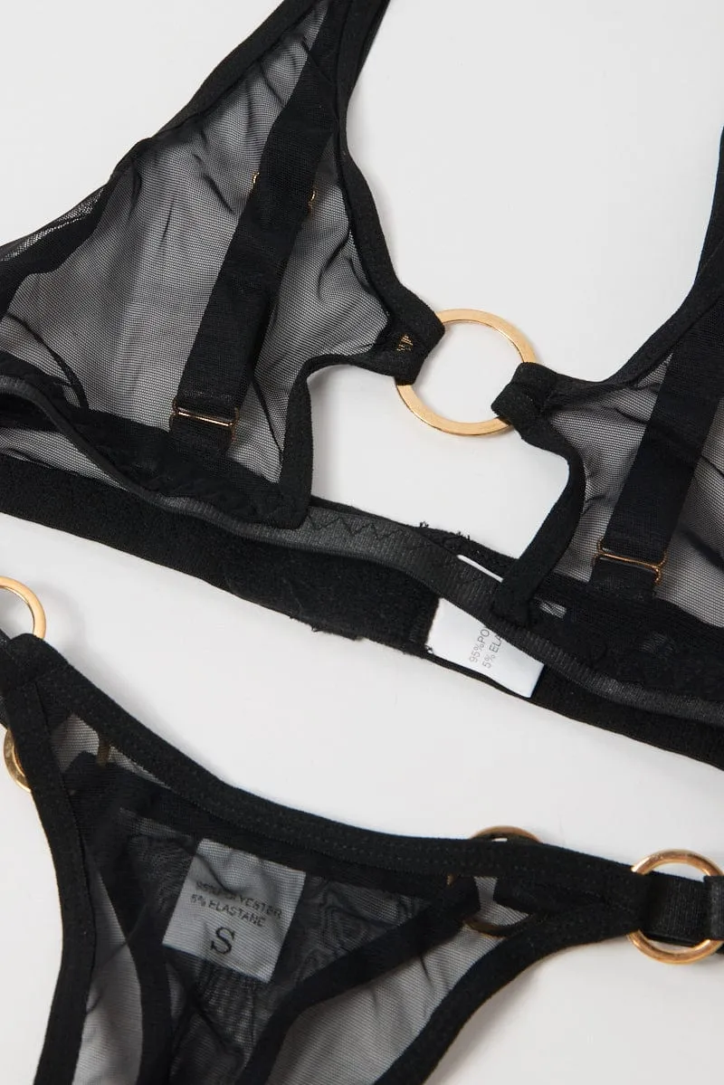 Black Ring Linked Mesh Lingerie Set sold by Ally Fashion product image thumbnail 2