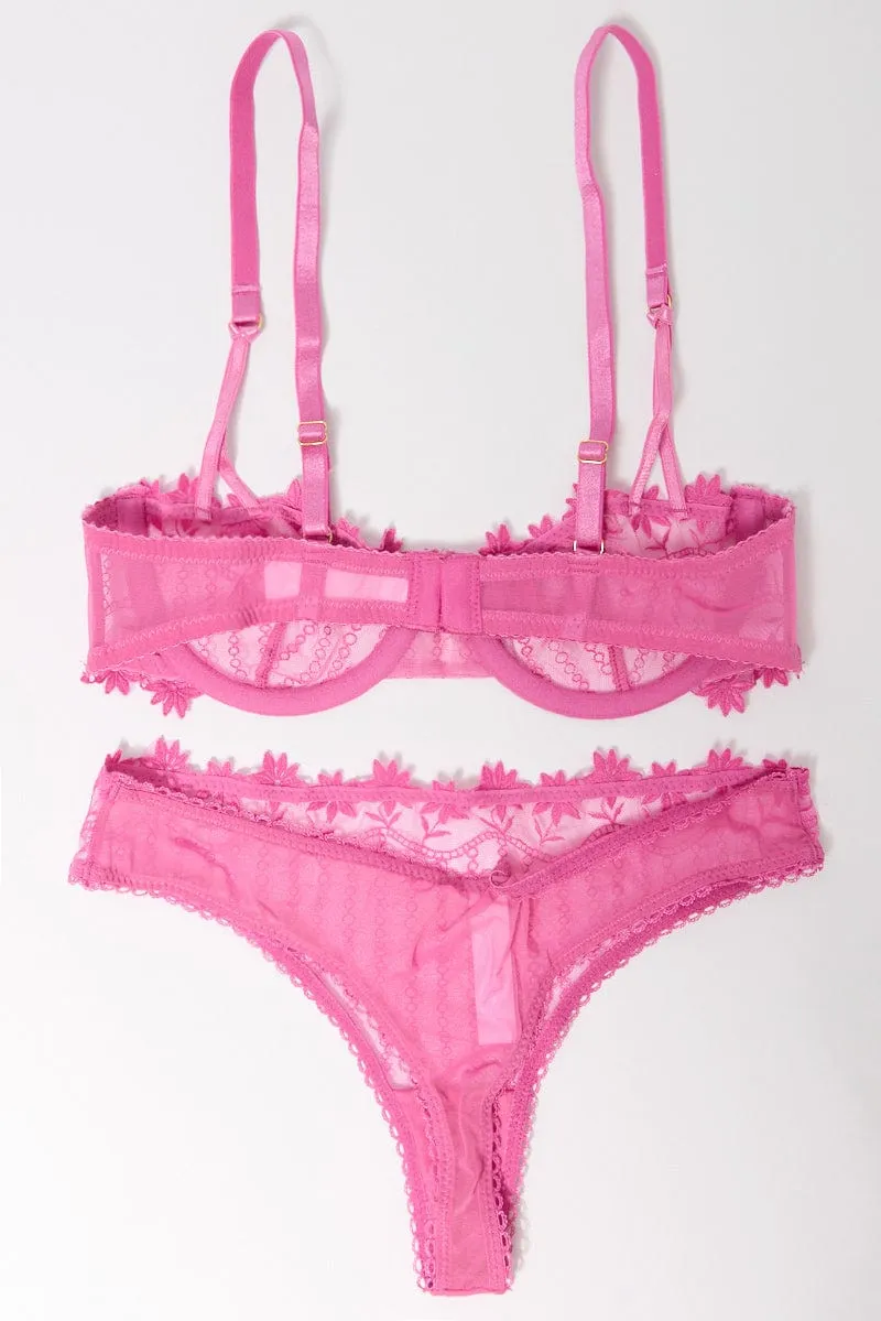 Pink Embroidery Lingerie Set sold by Ally Fashion product image thumbnail 2