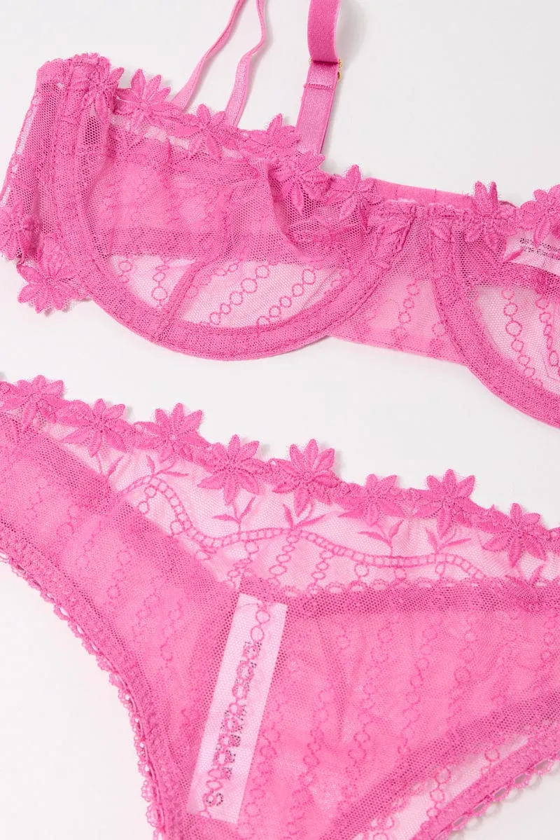 Pink Embroidery Lingerie Set sold by Ally Fashion product image thumbnail 3