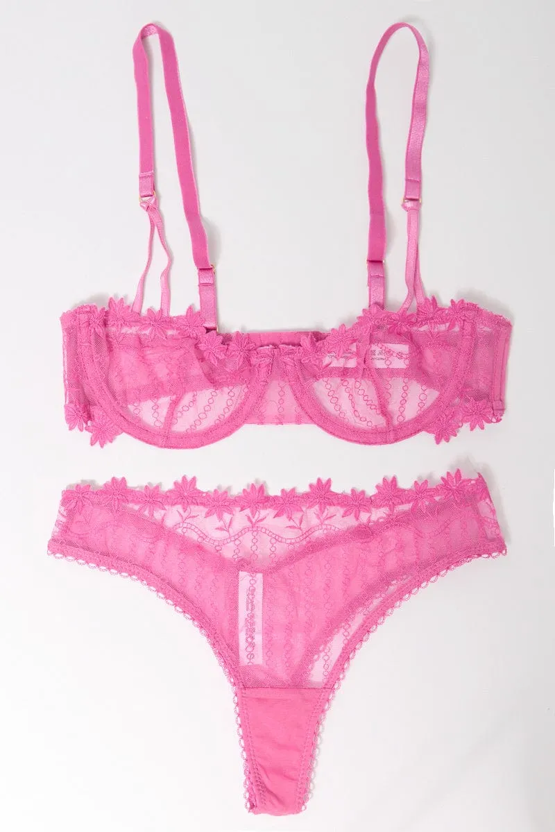 Pink Embroidery Lingerie Set sold by Ally Fashion