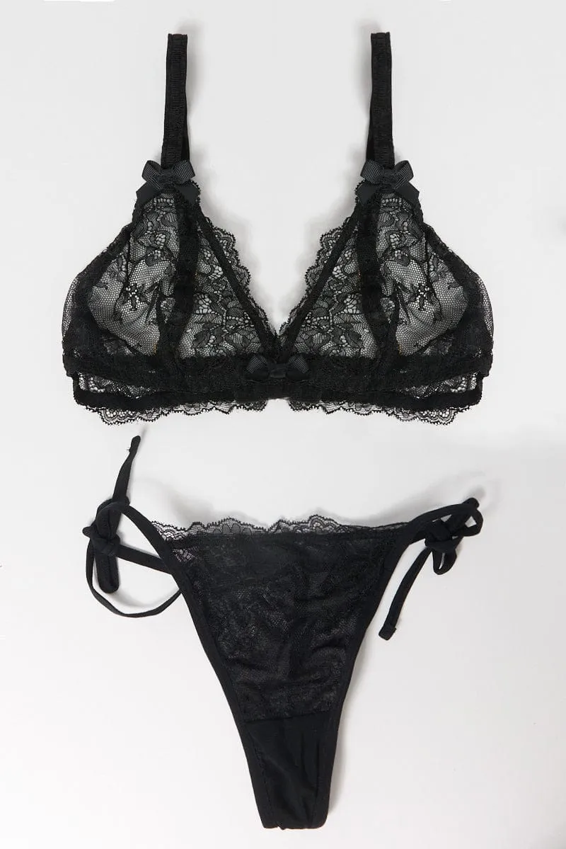 Black Lace Lingerie Set sold by Ally Fashion