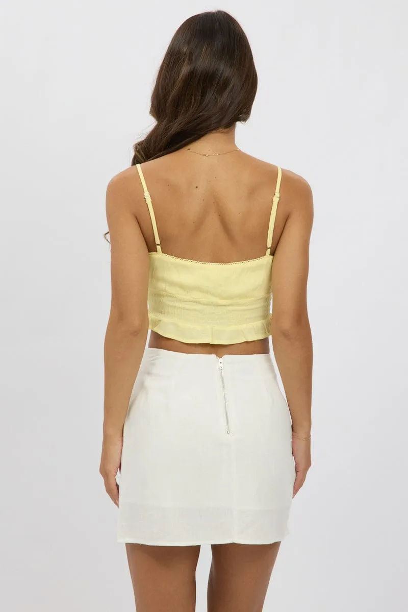 Yellow Crop Cami Top Shirred Waist sold by Ally Fashion product image thumbnail 5