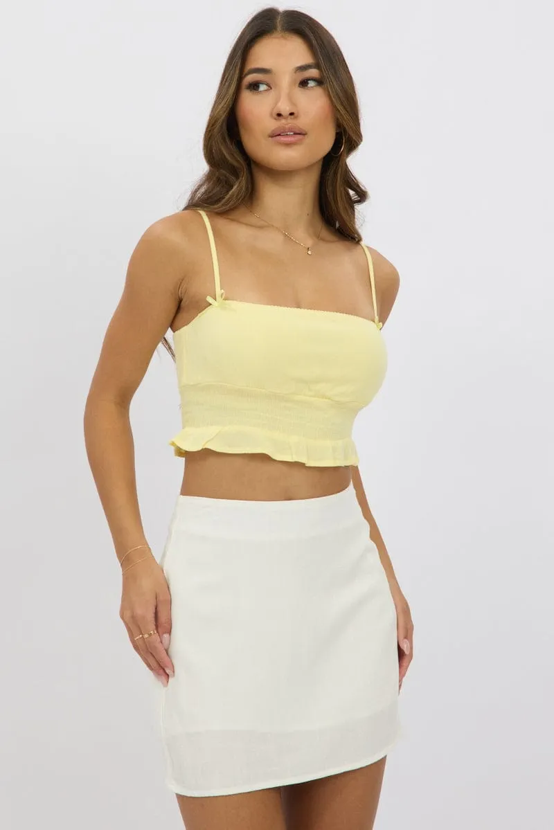 Yellow Crop Cami Top Shirred Waist sold by Ally Fashion product image thumbnail 3