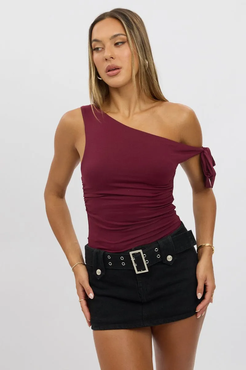 Red One Shoulder Top sold by Ally Fashion