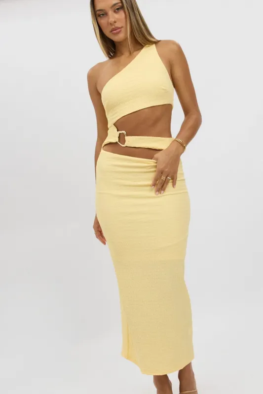 Yellow Bodycon Dress One Shoulder Textured sold by Ally Fashion