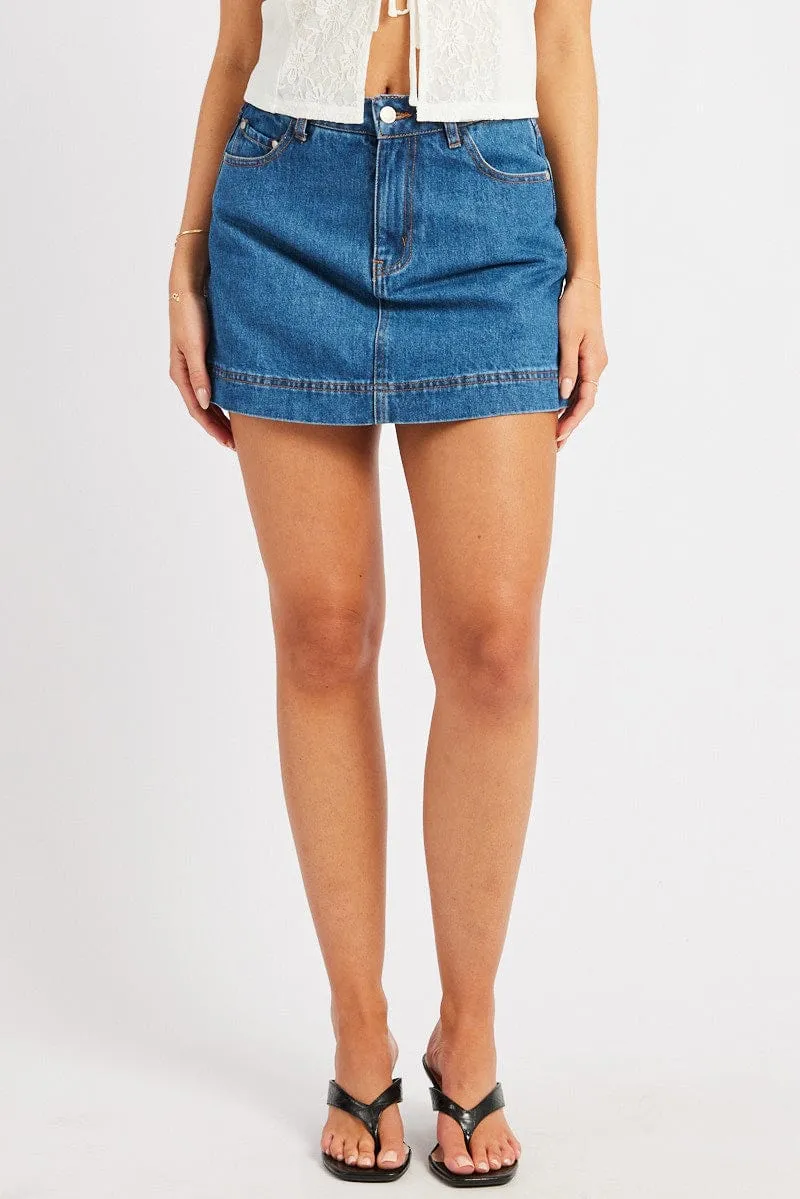 Denim Skort Skirt High Rise sold by Ally Fashion product image thumbnail 3