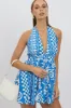 Blue Abstract Playsuit Halter Neck sold by Ally Fashion