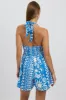 Blue Abstract Playsuit Halter Neck sold by Ally Fashion
