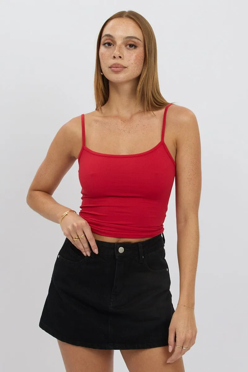 Red Cami Top Thin Strap Supersoft sold by Ally Fashion product image thumbnail 3