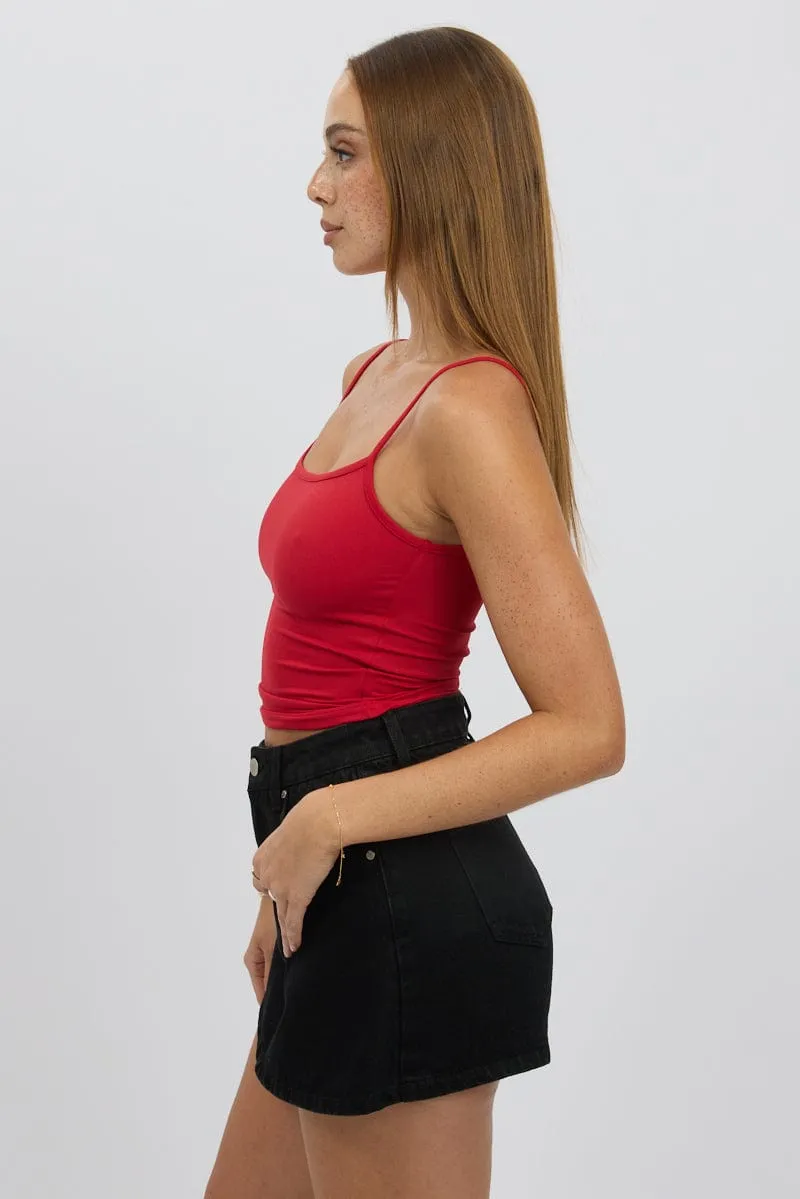 Red Cami Top Thin Strap Supersoft sold by Ally Fashion product image thumbnail 4