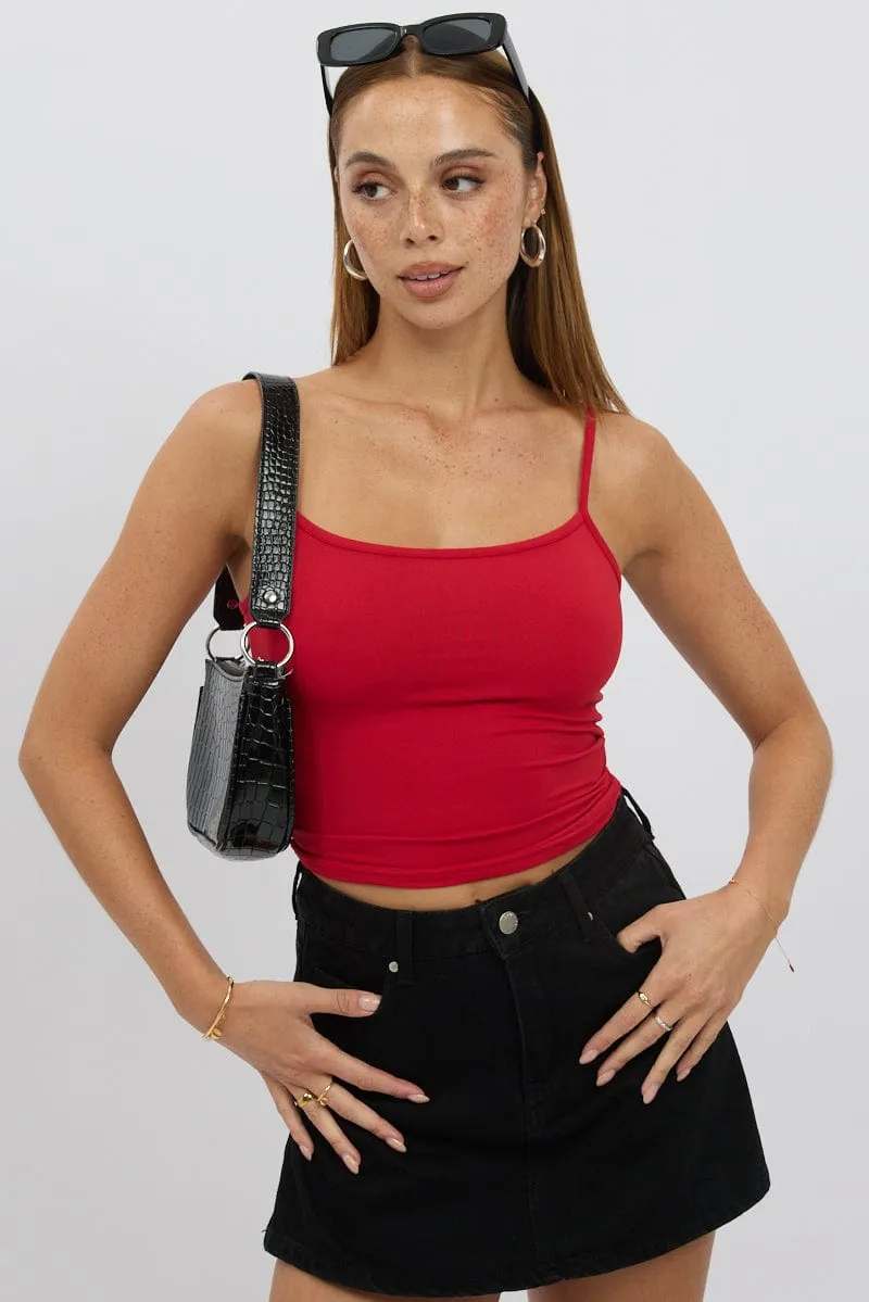 Red Cami Top Thin Strap Supersoft sold by Ally Fashion