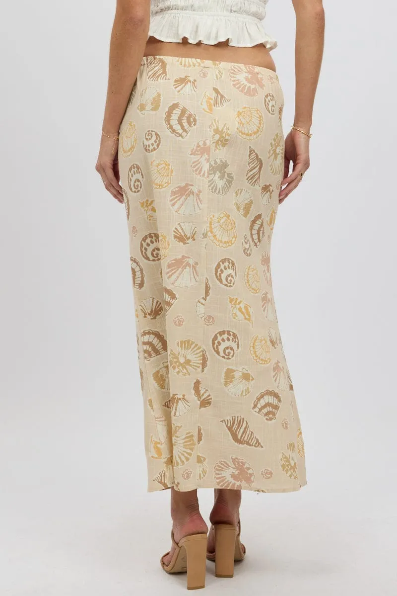 Beige Abstract Midaxi Skirt Relaxed Fit Elastic Waist sold by Ally Fashion product image thumbnail 5