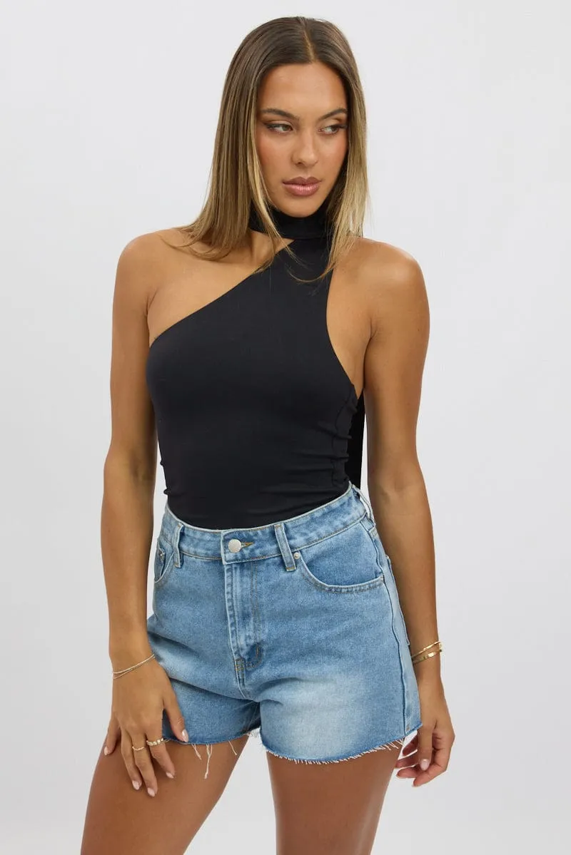 Black One Shoulder Top Scarf Neck sold by Ally Fashion product image thumbnail 3