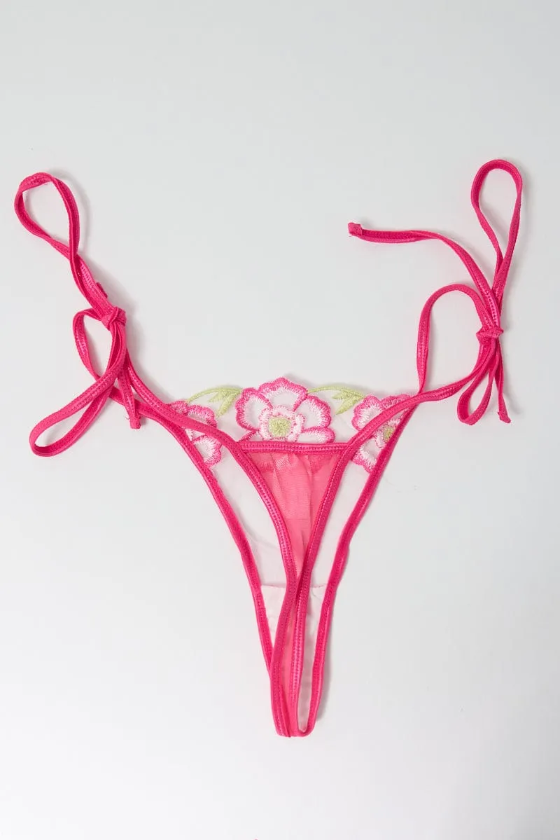 Pink Floral Embroidery Lingerie Set sold by Ally Fashion product image thumbnail 4