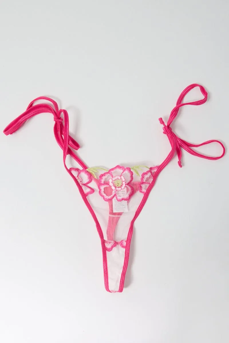 Pink Floral Embroidery Lingerie Set sold by Ally Fashion product image thumbnail 2
