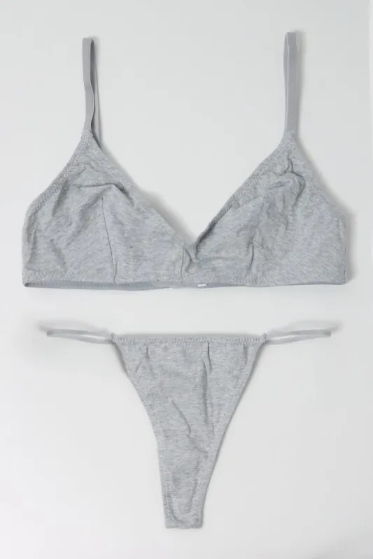 Grey Bralet and Thong Lingerie Set sold by Ally Fashion