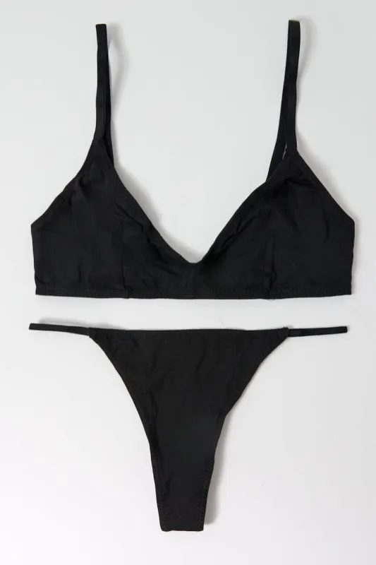 Black Bralet and Thong Lingerie Set sold by Ally Fashion