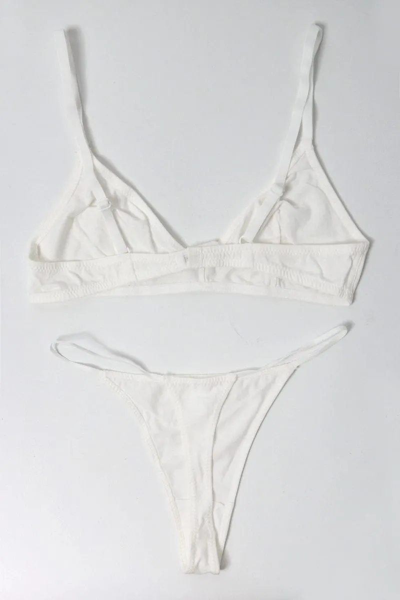 White Bralet and Thong Lingerie Set sold by Ally Fashion product image thumbnail 2