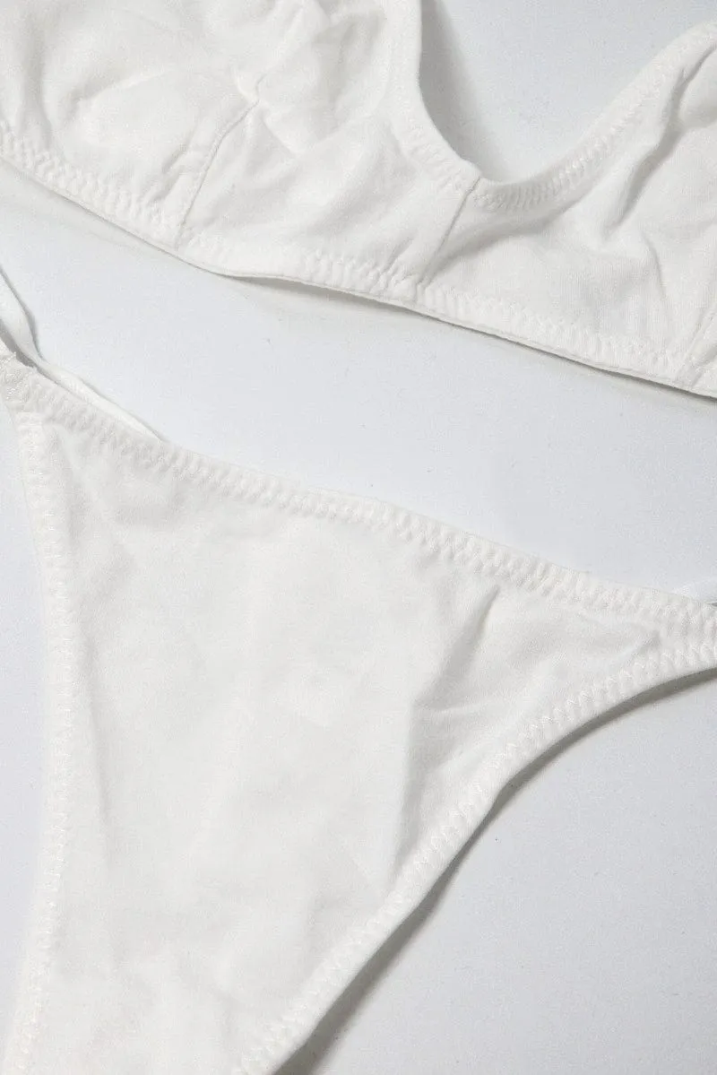 White Bralet and Thong Lingerie Set sold by Ally Fashion product image thumbnail 3