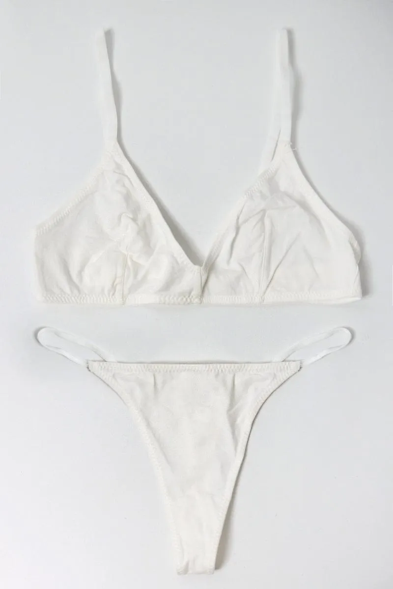 White Bralet and Thong Lingerie Set sold by Ally Fashion