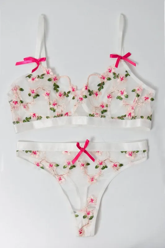 White Embroidery Lingerie Set sold by Ally Fashion