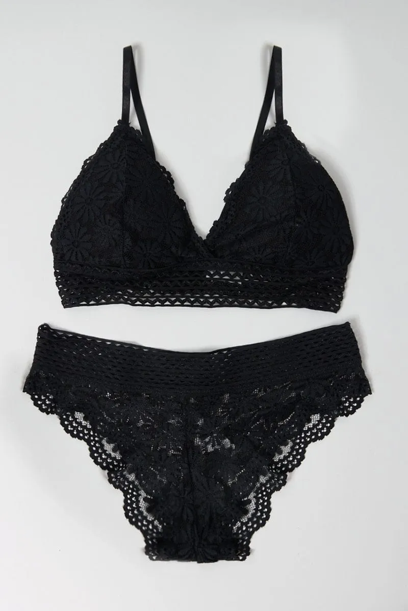Black Lace Lingerie Set sold by Ally Fashion