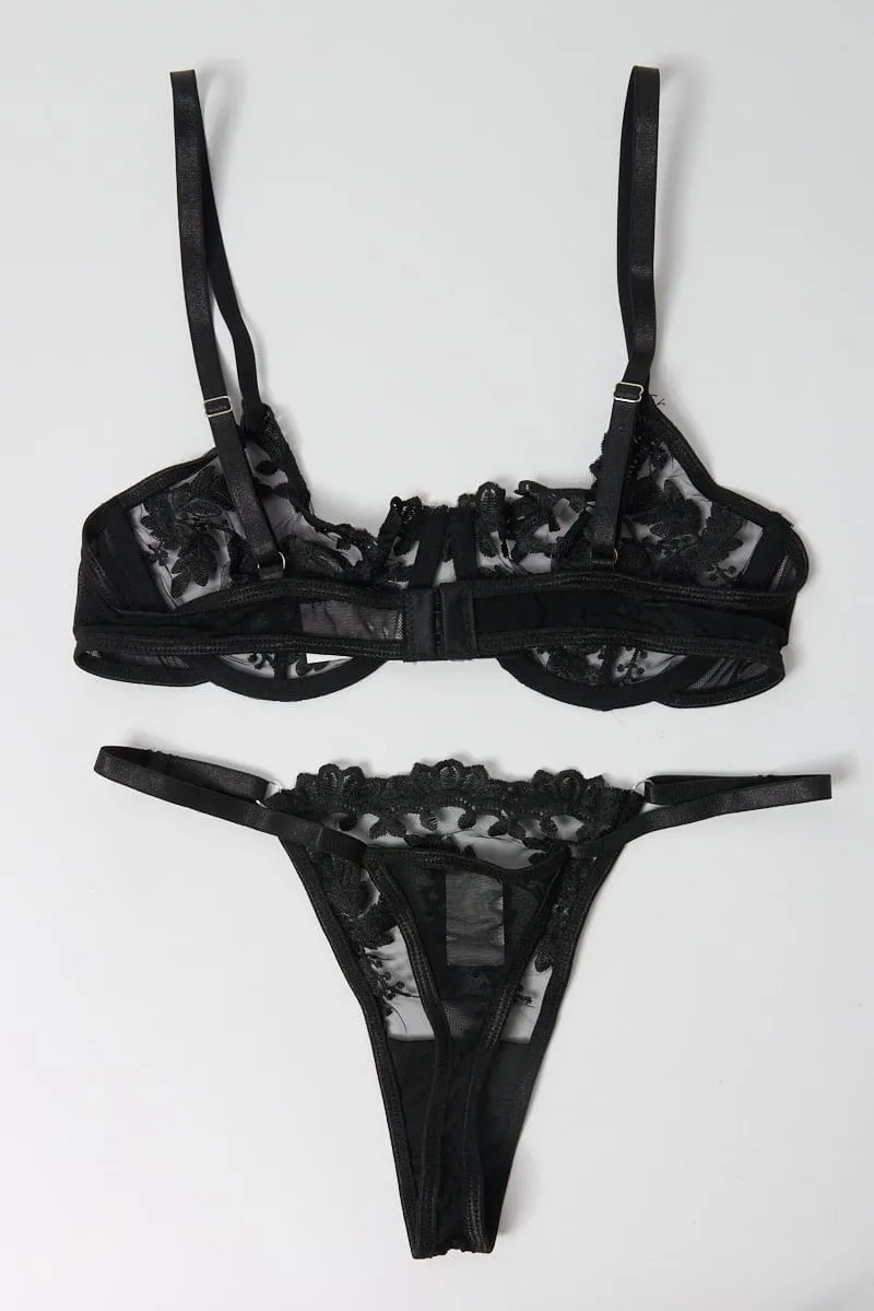 Black Embroidery Lingerie Set sold by Ally Fashion product image thumbnail 2
