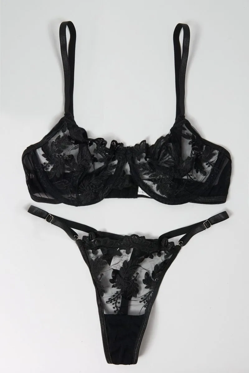 Black Embroidery Lingerie Set sold by Ally Fashion