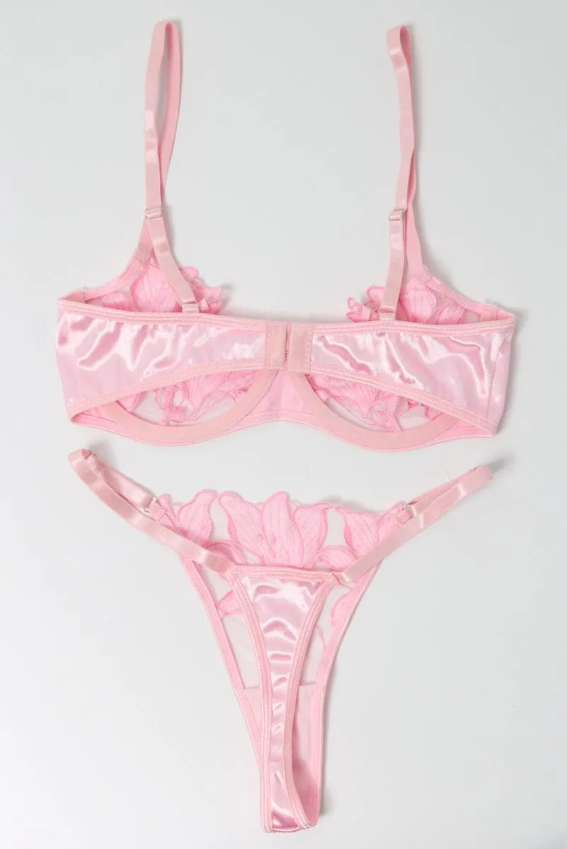 Pink Embroidery Lingerie Set sold by Ally Fashion product image thumbnail 2