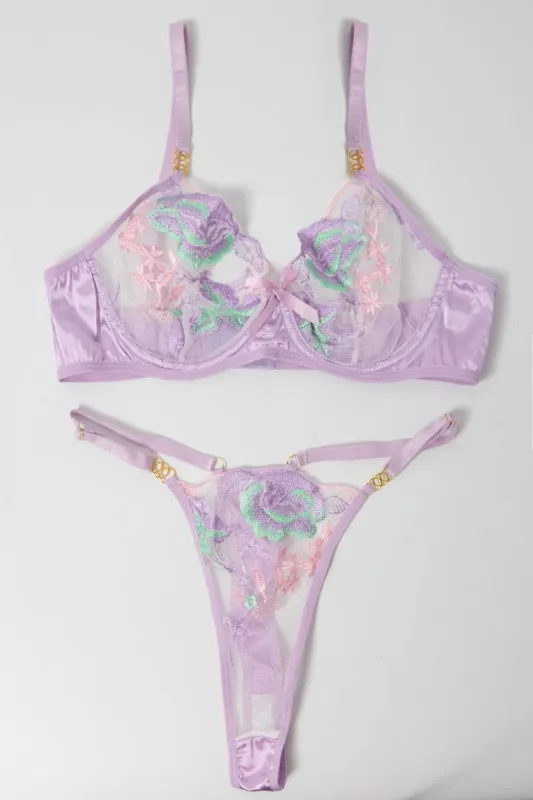 Purple Embroidery Lingerie Set sold by Ally Fashion