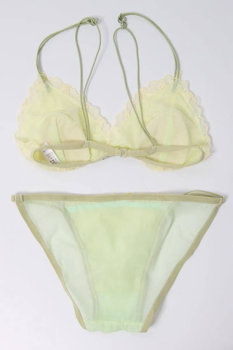 Green Floral Embroidery Lingerie Set sold by Ally Fashion product image thumbnail 2