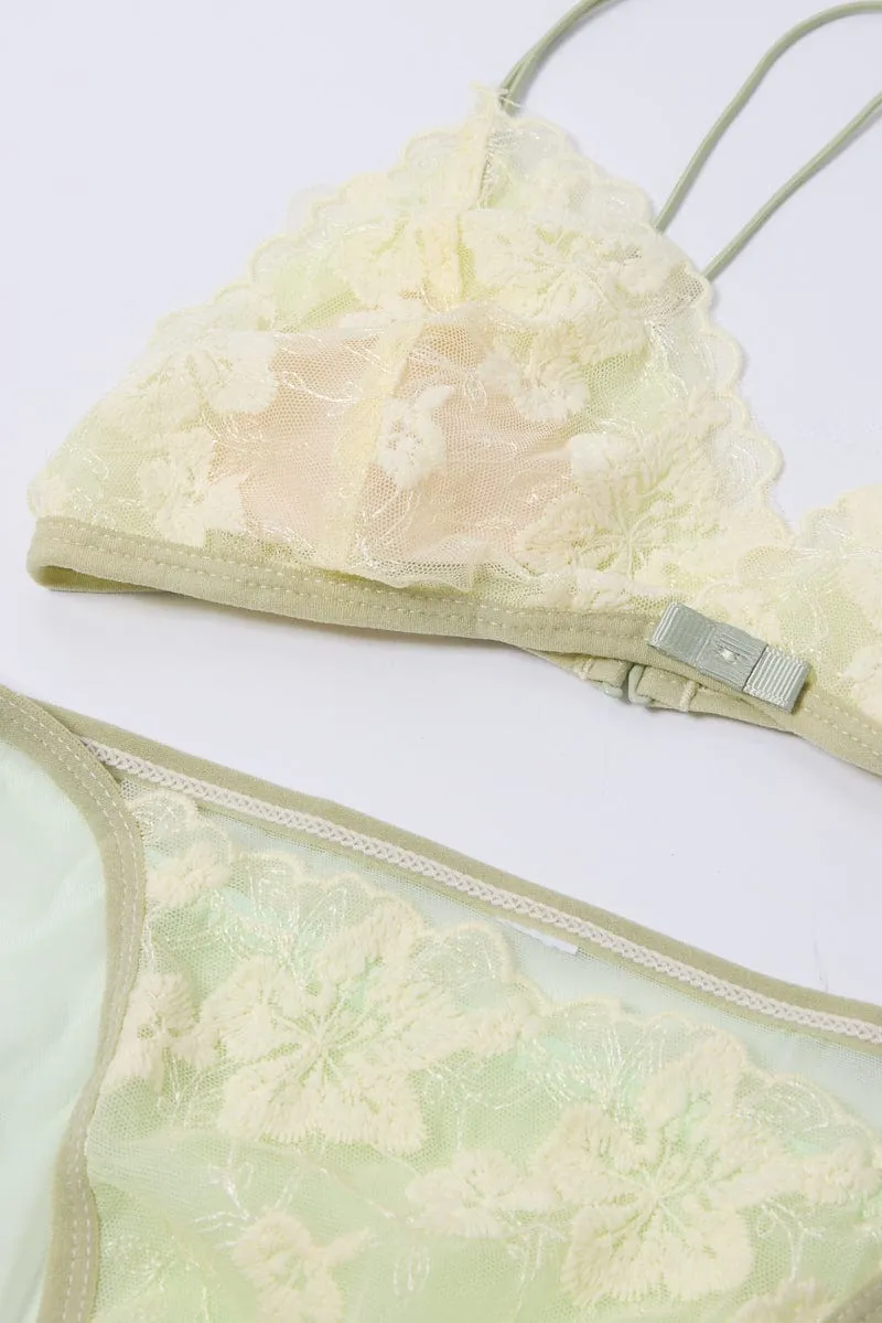 Green Floral Embroidery Lingerie Set sold by Ally Fashion product image thumbnail 3