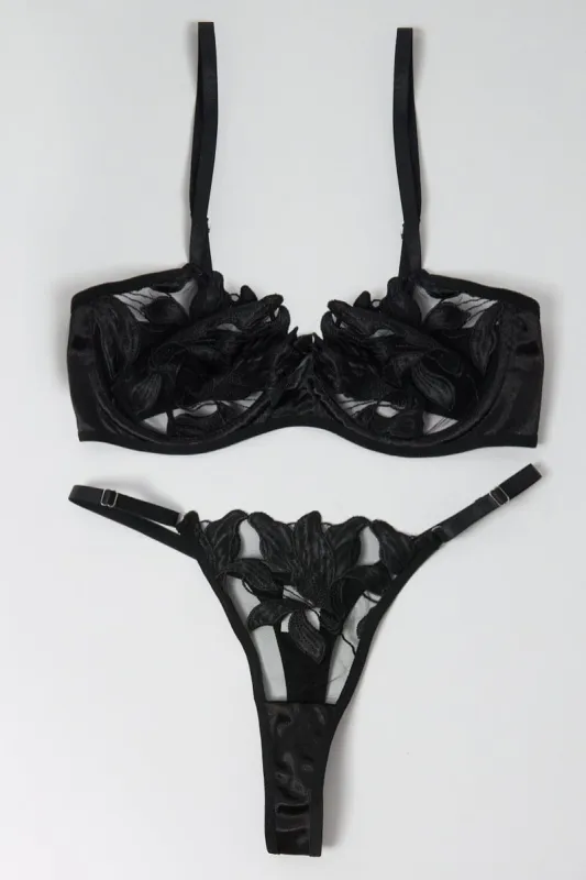 Black Embroidery Lingerie Set sold by Ally Fashion