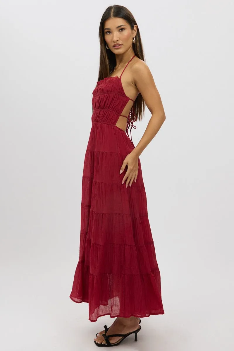 Red Maxi Dress Tiered Backless sold by Ally Fashion product image thumbnail 5