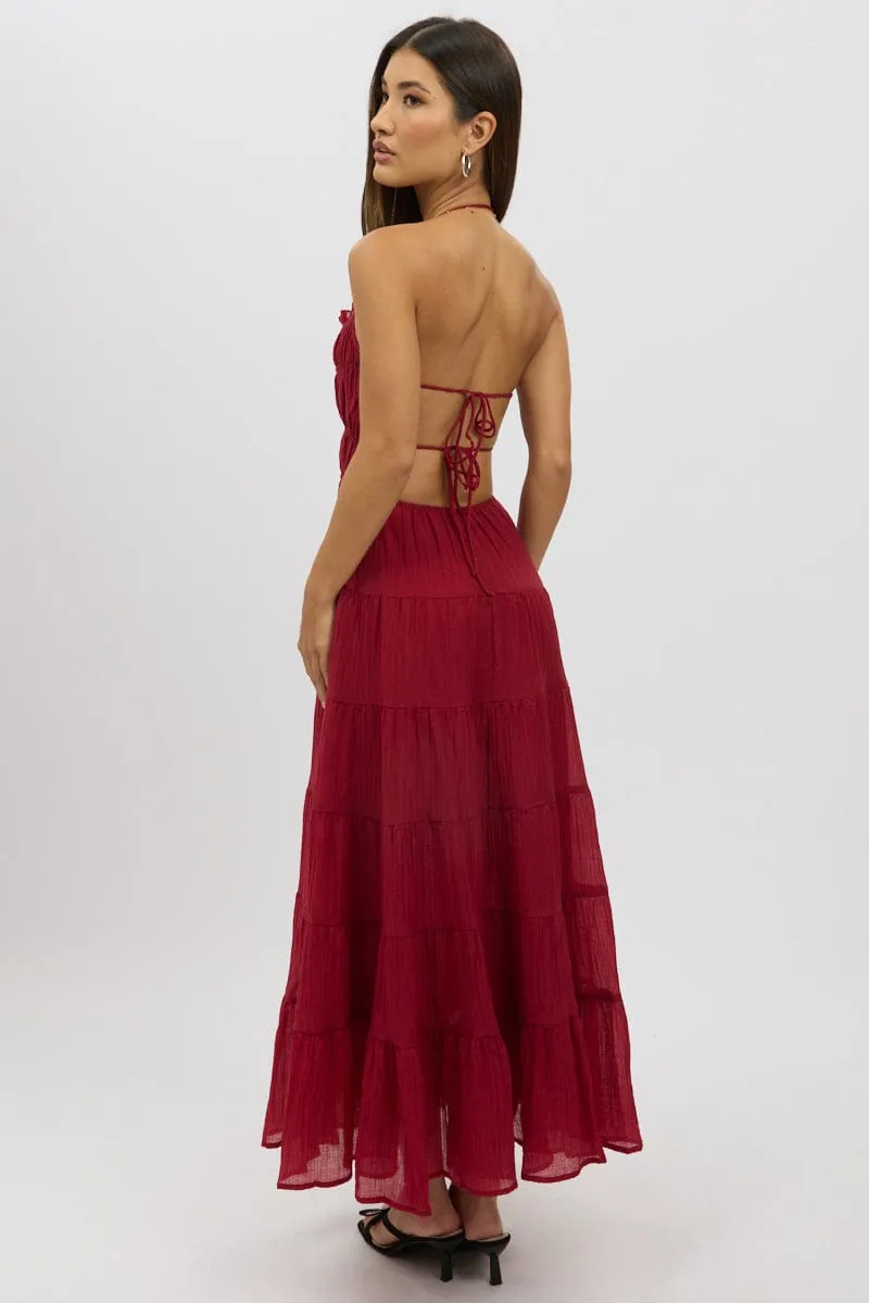 Red Maxi Dress Tiered Backless sold by Ally Fashion product image thumbnail 2